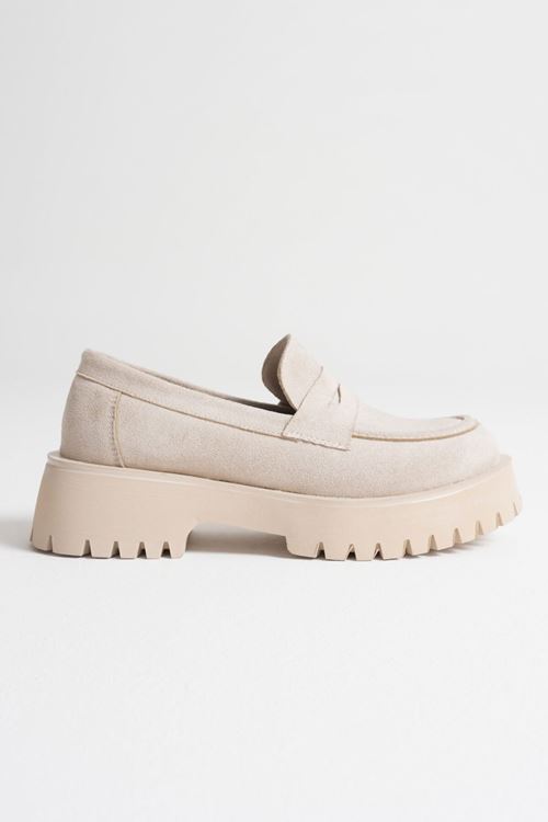 Noir Kadın Günlük Bej Süet Loafer Ayakkabı