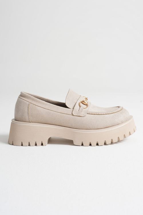 Lara Toka Detaylı Bej Süet Günlük Loafer Ayakkabı