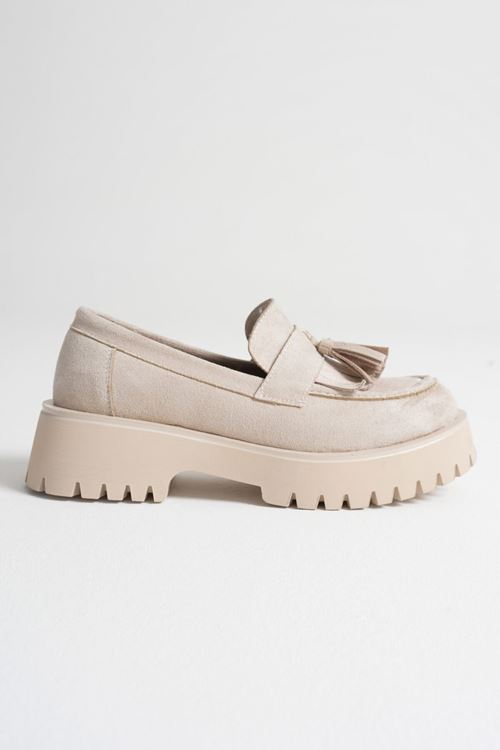 Mina Kadın Günlük Bej Süet Loafer Ayakkabı