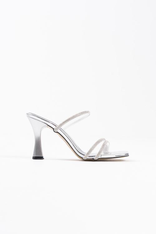 Alvina Gümüş Ayna Taşlı Kadın Topuklu Terlik