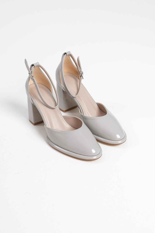 Gri Rugan Kadın Topuklu Ayakkabı SHTR18MS04D