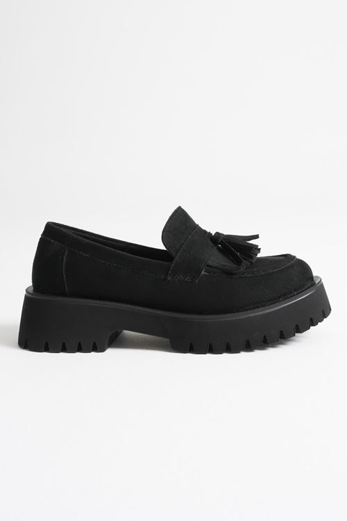 Mina Kadın Günlük Siyah Süet Loafer Ayakkabı