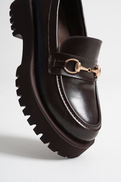 Toka Detaylı Acı Kahve Günlük Loafer Ayakkabı SHTR10MS04B