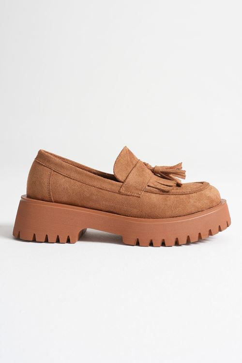 Mina Kadın Günlük Taba Süet Loafer Ayakkabı