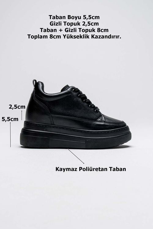 Kadın Gizli Topuk Siyah Spor Ayakkabı