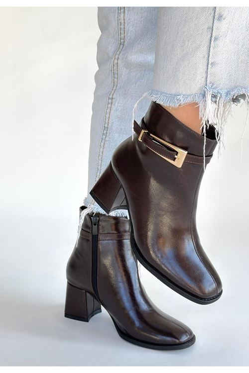 Rivav Acı Kahve Rugan Topuklu Bot