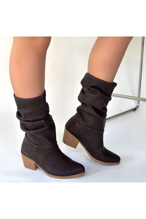 Yior Acı Kahve Nubuk Topuklu Bot
