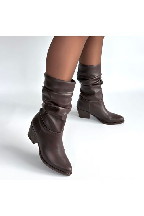 Yior Acı Kahve Cilt Topuklu Bot