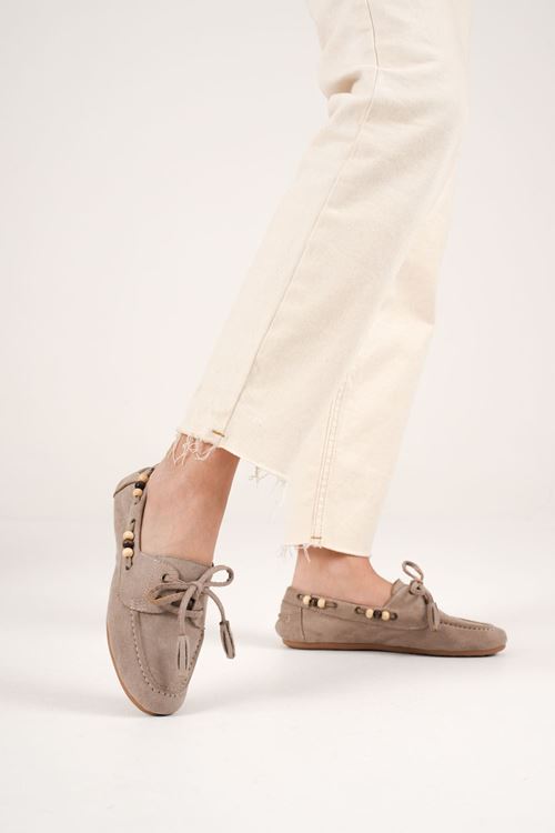 Kadın Vizon Boncuklu Günlük Süet Ayakkabı EATR27MS07D