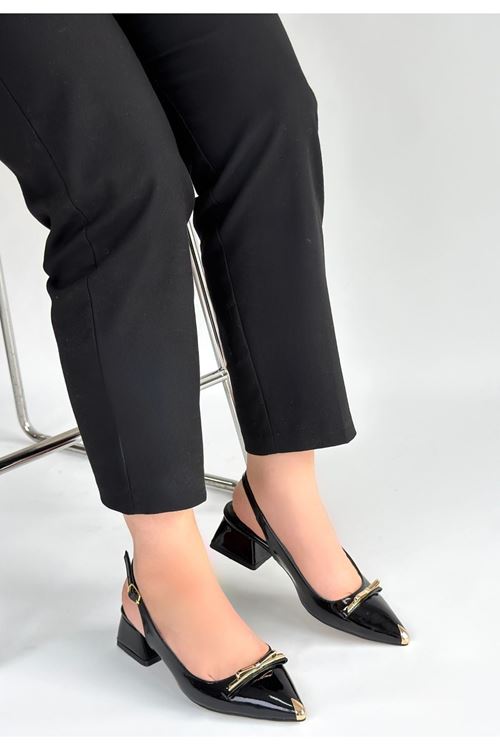 Ricy Siyah Rugan Topuklu Ayakkabı