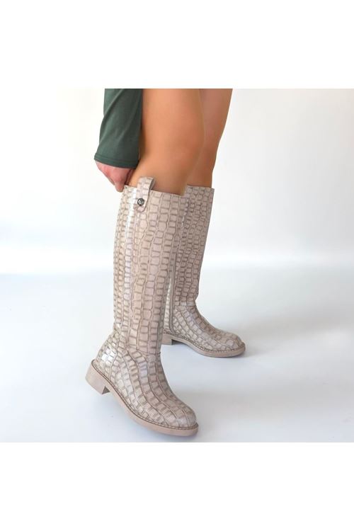 Metta Bej Cilt Desenli Çizme