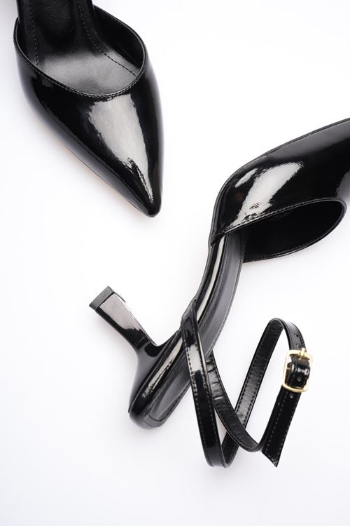 Kadın Siyah Rugan Topuklu Ayakkabı EATR03MS02A