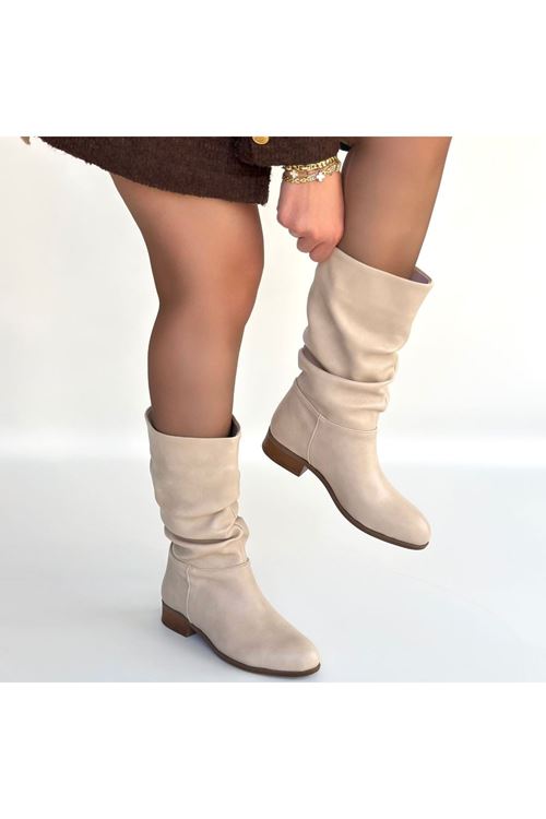 Plod Bej Cilt Körüklü Çizme