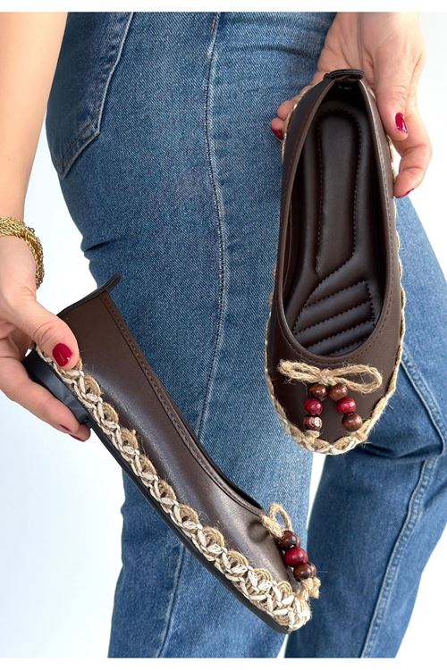 Ilwe Kahverengi Cilt Babet Ayakkabı