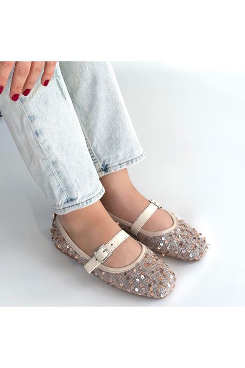 Moden Bej Süet Babet Ayakkabı