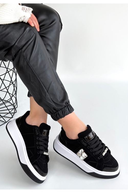 Ceans Siyah Süet Bağcıklı Spor Ayakkabı