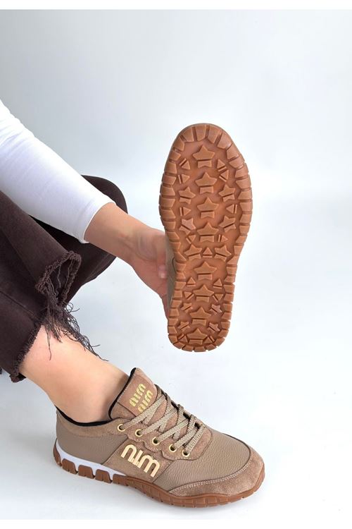 Marje Vizon Cilt Bağcıklı Spor Ayakkabı