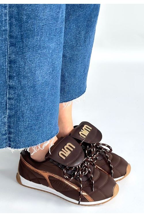 Dissa Kahverengi Cilt Bağcıklı Paraşüt Detaylı Spor Ayakkabı