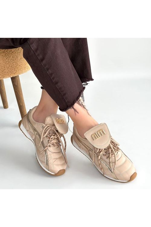 Dissa Bej Cilt Bağcıklı Paraşüt Detaylı Spor Ayakkabı