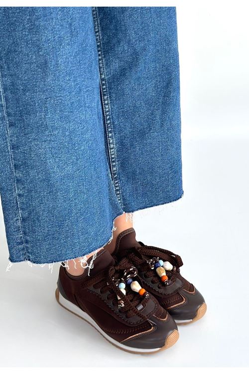 Riaf Kahverengi Cilt Bağcıklı Spor Ayakkabı