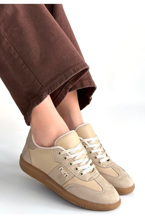 Lunga Bej Cilt Bağcıklı Spor Ayakkabı