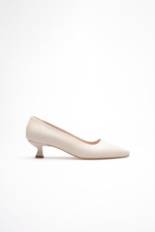 Bej Kadın Günlük Kısa Topuklu Stiletto Ayakkabı EATR20MS03B