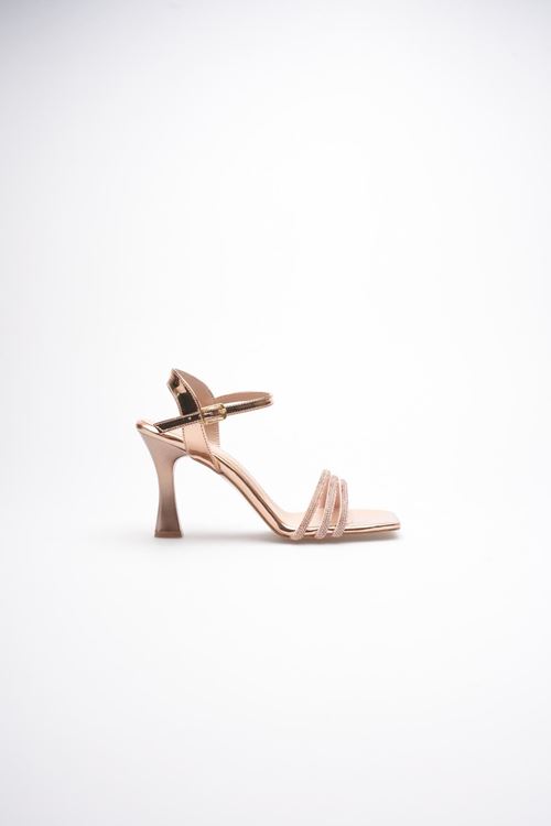 Rose Gold Taşlı İnce Topuklu Abiye Sandalet EATR20MY15G