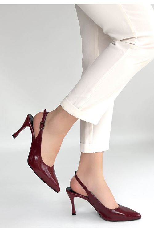 Uster Bordo Rugan Topuklu Ayakkabı