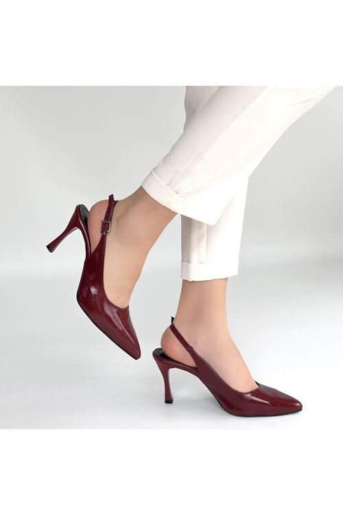 Uster Bordo Rugan Topuklu Ayakkabı