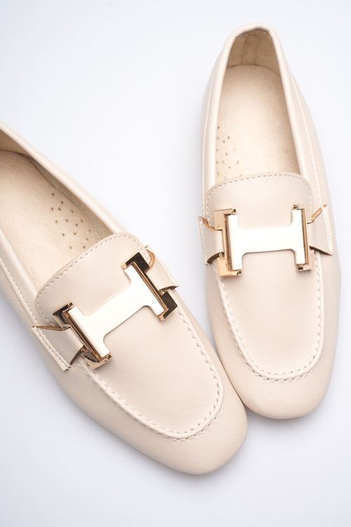 Kadın Bej Şık Tokalı Günlük Ayakkabı EATR27MS05B