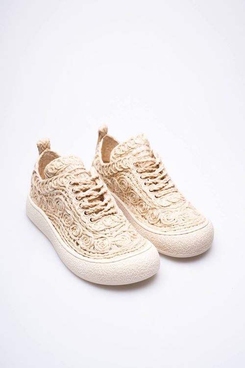Kadın Bej Örgü Detaylı Günlük Sneaker Rahat ve Hafif Spor Ayakkabı EATR01MY01C