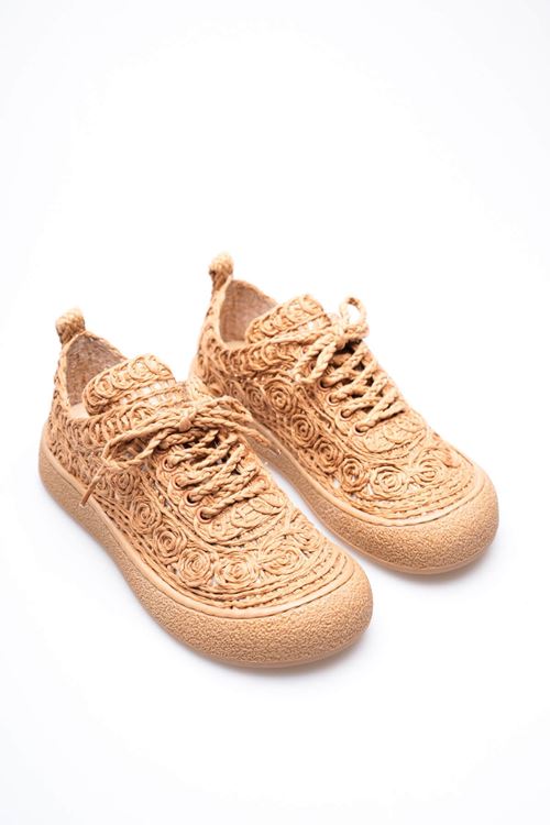 Kadın Taba Örgü Detaylı Günlük Sneaker Rahat ve Hafif Spor Ayakkabı EATR01MY01D