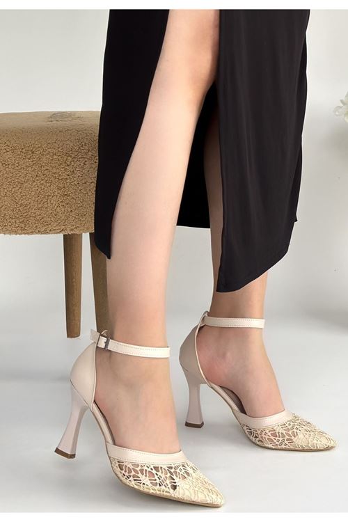 Hejja Bej Cilt Tül Detaylı Topuklu Ayakkabı