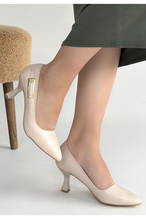 Yons Bej Cilt Topuklu Ayakkabı