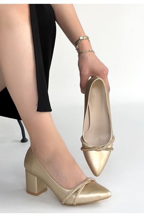 Rewin Gold Cilt Topuklu Ayakkabı