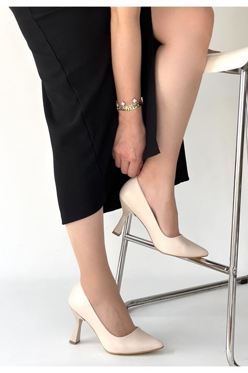 Meyli Bej Cilt Topuklu Ayakkabı