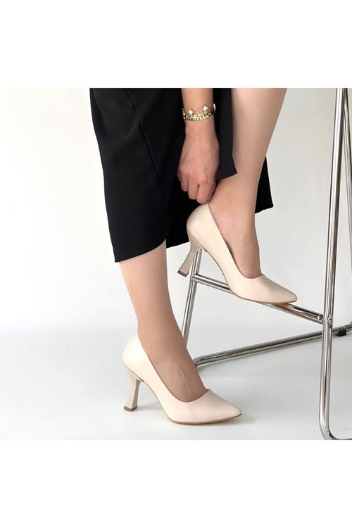 Meyli Bej Cilt Topuklu Ayakkabı