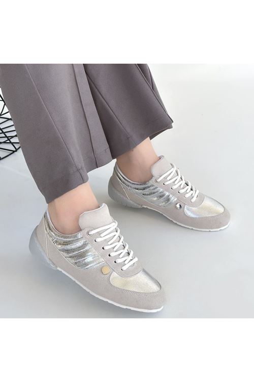 Jawen Gri Nubuk Gümüş Detaylı Spor Ayakkabı