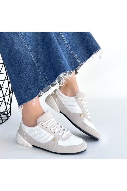 Jawen Gri Nubuk Beyaz Detaylı Spor Ayakkabı