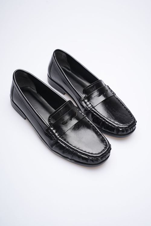 Siyah Parlak Deri Görünümlü Penny Loafer EATR88MS02A