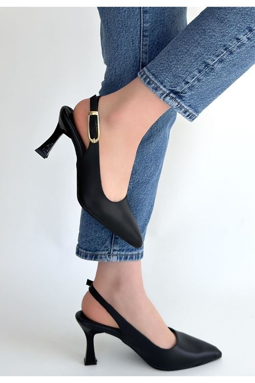 Hies Siyah Cilt Topuklu Ayakkabı