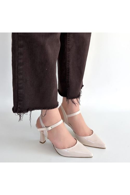 Suden Bej Rugan Topuklu Ayakkabı