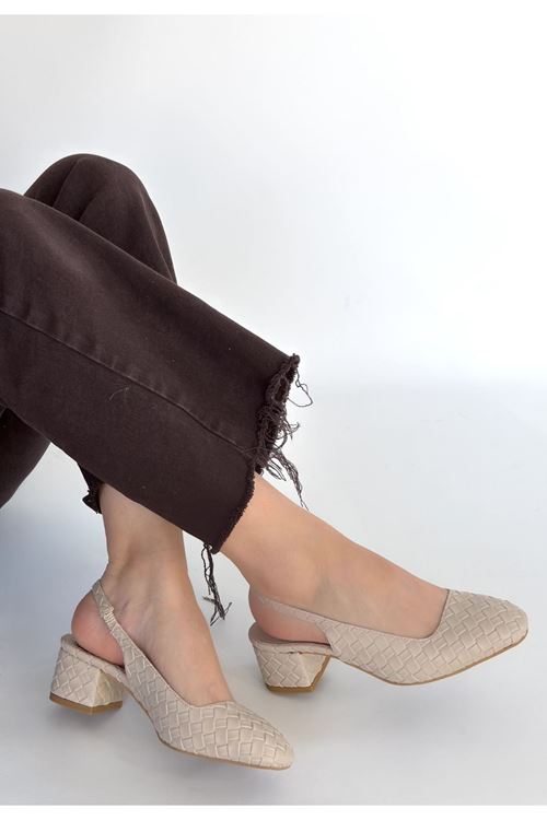 Dier Bej Cilt Topuklu Ayakkabı