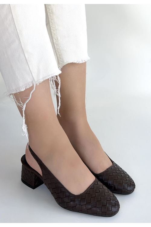 Dier Kahverengi Cilt Topuklu Ayakkabı