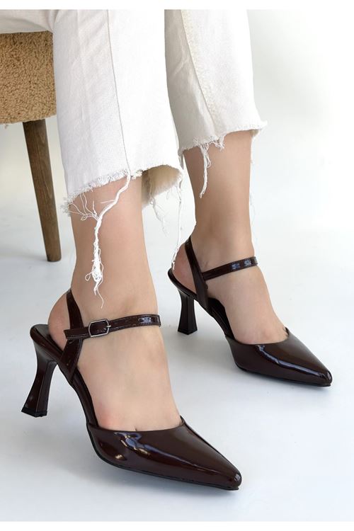 Suden Kahverengi Rugan Topuklu Ayakkabı