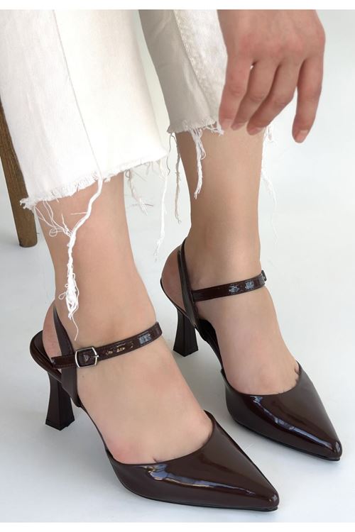 Suden Kahverengi Rugan Topuklu Ayakkabı