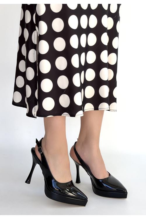 Arim Siyah Rugan Platform Topuk Ayakkabı