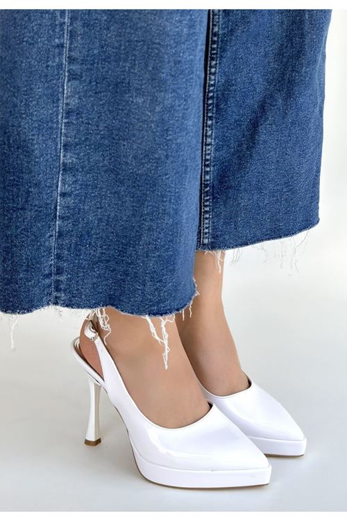 Arim Beyaz Rugan Platform Topuk Ayakkabı