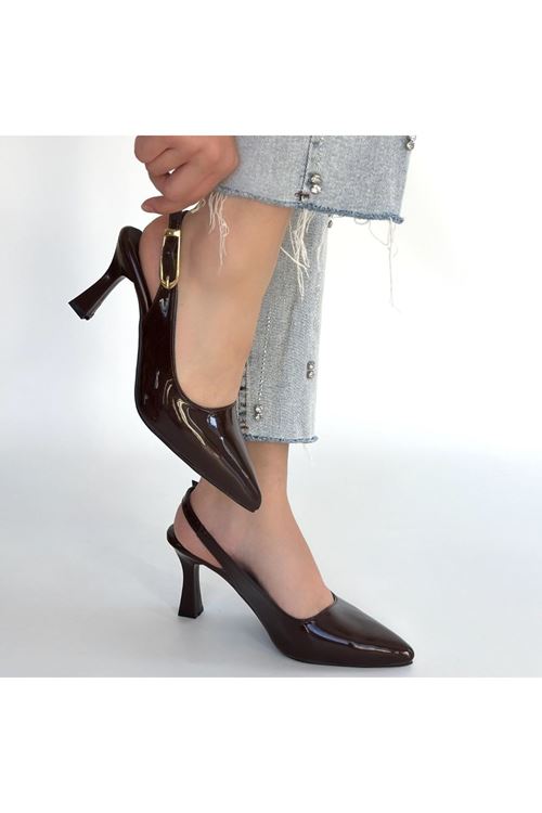 Hies Kahverengi Rugan Topuklu Ayakkabı