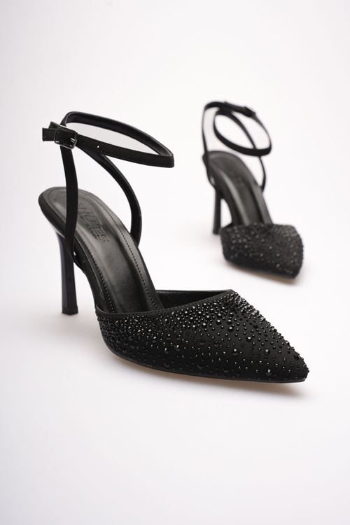 Kadın Siyah Taşlı Topuklu Ayakkabı EATR08MS22A